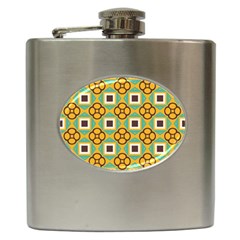 Flowers And Squares Pattern                                            			hip Flask (6 Oz) by LalyLauraFLM