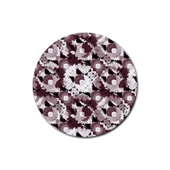 Ornate Modern Floral Rubber Coaster (round)  by dflcprints