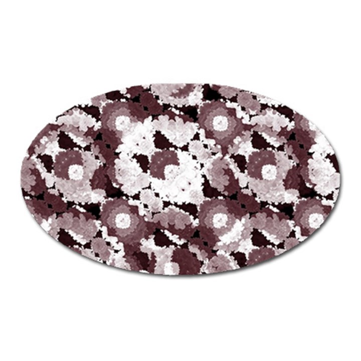 Ornate Modern Floral Oval Magnet