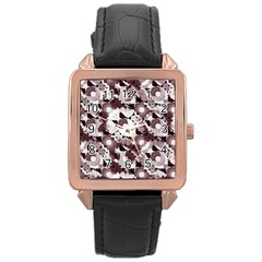 Ornate Modern Floral Rose Gold Leather Watch  by dflcprints