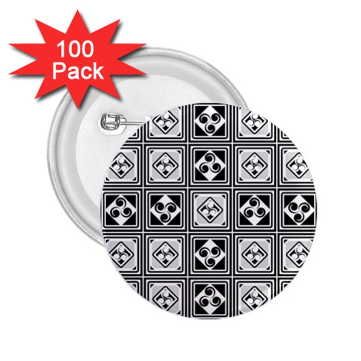 Black And White 2.25  Buttons (100 pack) 