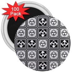 Black And White 3  Magnets (100 Pack)