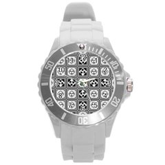 Black And White Round Plastic Sport Watch (l)