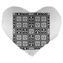 Black And White Large 19  Premium Heart Shape Cushions