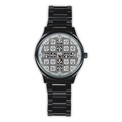 Black And White Stainless Steel Round Watch