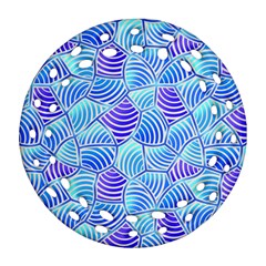 Blue And Purple Glowing Round Filigree Ornament (2side)