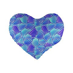 Blue And Purple Glowing Standard 16  Premium Heart Shape Cushions