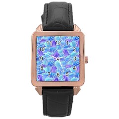 Blue And Purple Glowing Rose Gold Leather Watch 