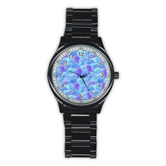 Blue And Purple Glowing Stainless Steel Round Watch