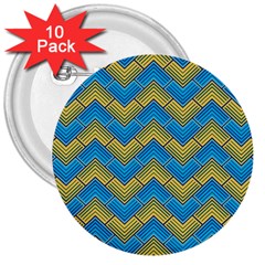 Blue And Yellow 3  Buttons (10 Pack) 