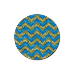 Blue And Yellow Rubber Round Coaster (4 Pack) 