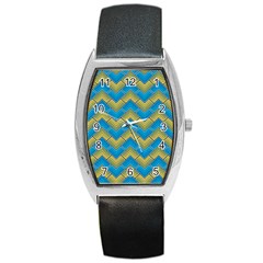 Blue And Yellow Barrel Style Metal Watch