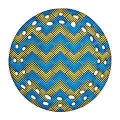 Blue And Yellow Round Filigree Ornament (2side)