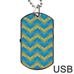 Blue And Yellow Dog Tag Usb Flash (one Side)