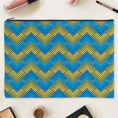 Blue And Yellow Cosmetic Bag (xxxl)  by FunkyPatterns