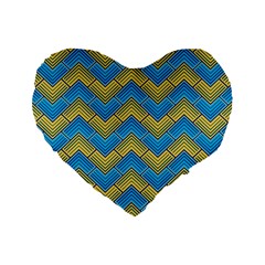 Blue And Yellow Standard 16  Premium Heart Shape Cushions