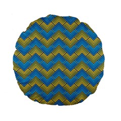 Blue And Yellow Standard 15  Premium Flano Round Cushions