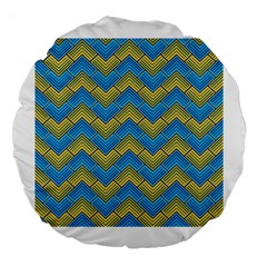 Blue And Yellow Large 18  Premium Flano Round Cushions