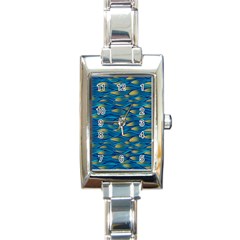 Blue Waves Rectangle Italian Charm Watch by FunkyPatterns