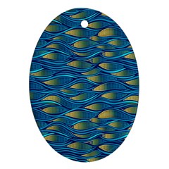 Blue Waves Ornament (oval) 