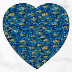 Blue Waves Jigsaw Puzzle (heart) by FunkyPatterns