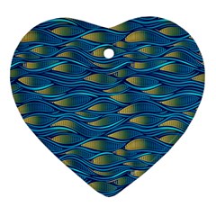 Blue Waves Heart Ornament (2 Sides)