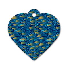 Blue Waves Dog Tag Heart (two Sides)