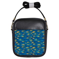 Blue Waves Girls Sling Bags by FunkyPatterns