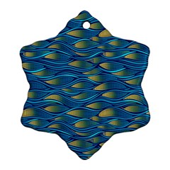 Blue Waves Snowflake Ornament (2-side) by FunkyPatterns