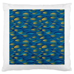 Blue Waves Large Cushion Case (one Side) by FunkyPatterns