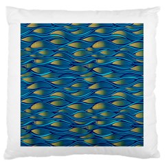 Blue Waves Large Flano Cushion Case (one Side)