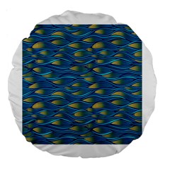 Blue Waves Large 18  Premium Flano Round Cushions