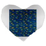 Blue Waves Large 19  Premium Flano Heart Shape Cushions Front