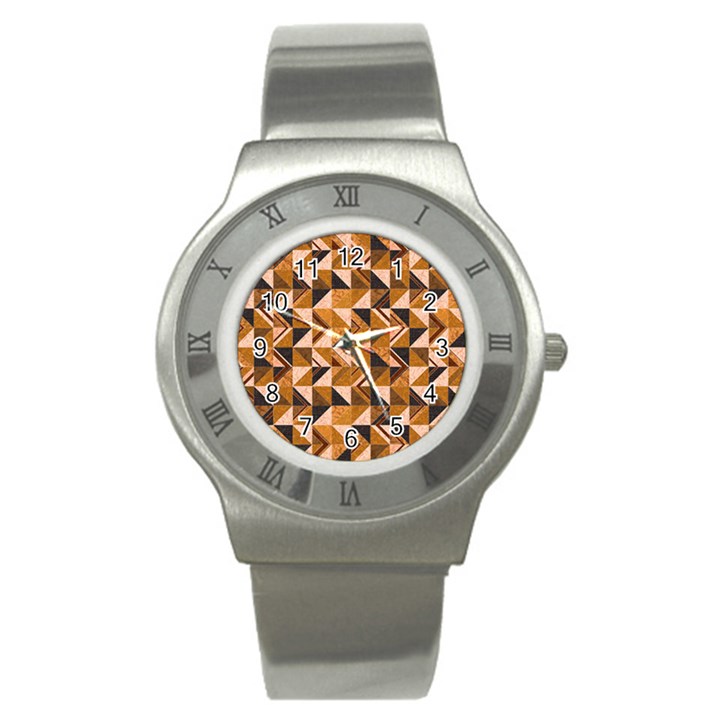 Brown Tiles Stainless Steel Watch