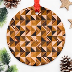 Brown Tiles Round Ornament (two Sides)  by FunkyPatterns