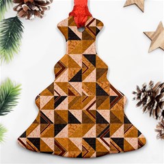 Brown Tiles Christmas Tree Ornament (2 Sides) by FunkyPatterns