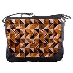 Brown Tiles Messenger Bags by FunkyPatterns