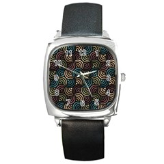 Glowing Abstract Square Metal Watch by FunkyPatterns