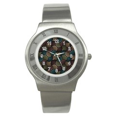 Glowing Abstract Stainless Steel Watch by FunkyPatterns