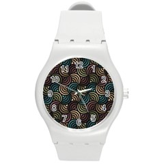 Glowing Abstract Round Plastic Sport Watch (m) by FunkyPatterns