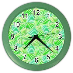 Green Glowing Color Wall Clocks by FunkyPatterns