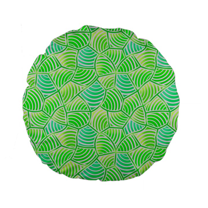 Green Glowing Standard 15  Premium Flano Round Cushions