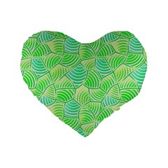 Green Glowing Standard 16  Premium Flano Heart Shape Cushions