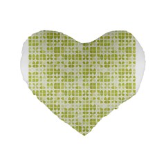 Pastel Green Standard 16  Premium Heart Shape Cushions by FunkyPatterns