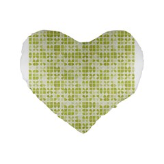 Pastel Green Standard 16  Premium Flano Heart Shape Cushions by FunkyPatterns