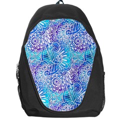 Boho Flower Doodle On Blue Watercolor Backpack Bag by KirstenStar