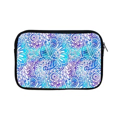 Boho Flower Doodle On Blue Watercolor Apple Ipad Mini Zipper Cases by KirstenStar