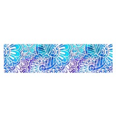 Boho Flower Doodle On Blue Watercolor Satin Scarf (oblong)