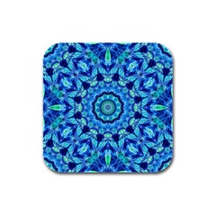 Blue Sea Jewel Mandala Rubber Square Coaster (4 pack)