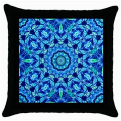 Blue Sea Jewel Mandala Throw Pillow Case (Black)